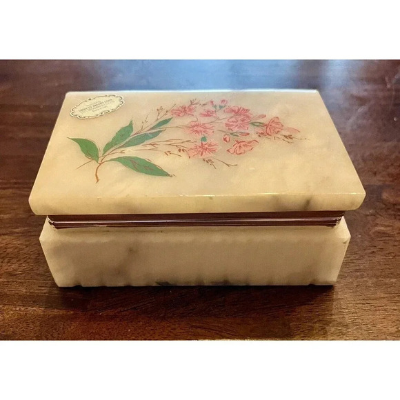 VTG Orvieto Import Corp White Marble Trinket Box with Hinged Lid Made in Italy - Picture 1 of 6